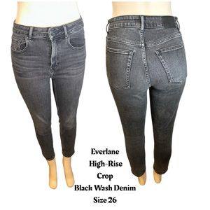Everlane Women's High-Rise Crop Black Wash Denim Jeans‎ Size 26